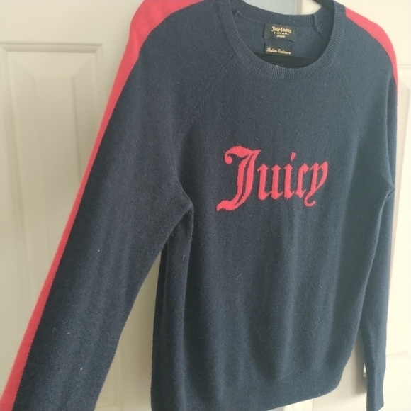 Juicy Couture Black Label Italian Cashmere Striped Sleeve  JUICY Sweater S - Picture 5 of 15